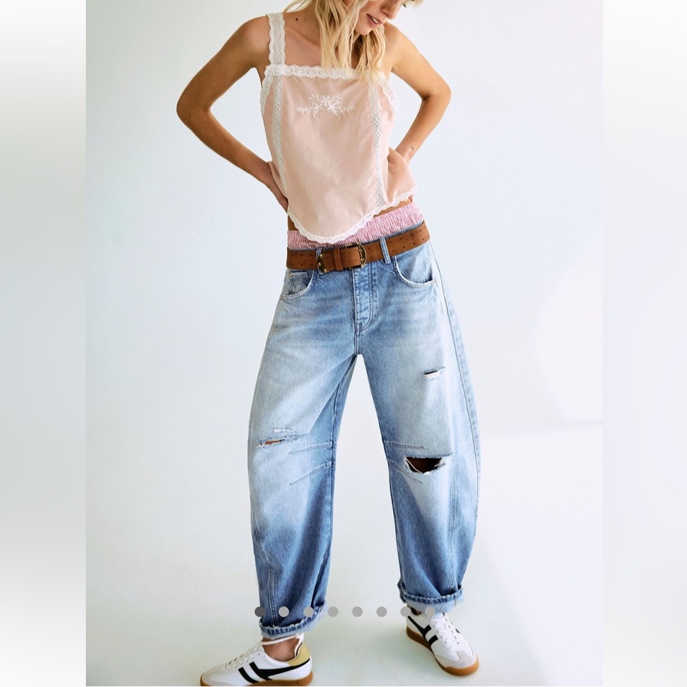 Free People We the Free Good Luck Barrel Jeans